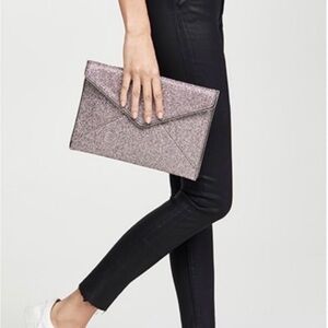 Rebecca Minkoff Multicolor Glitter Envelope Clutch with Zipper detail